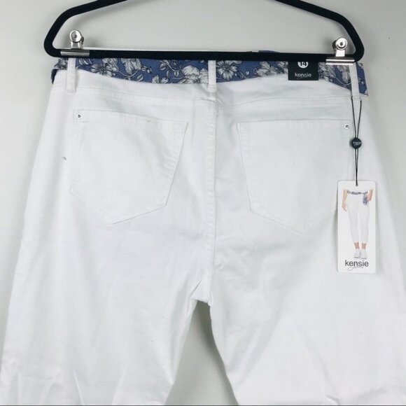 NWT Kensie White Belted Crop Ankle Slim  straight Relaxed Fit Jean Women size 14 - Picture 10 of 16